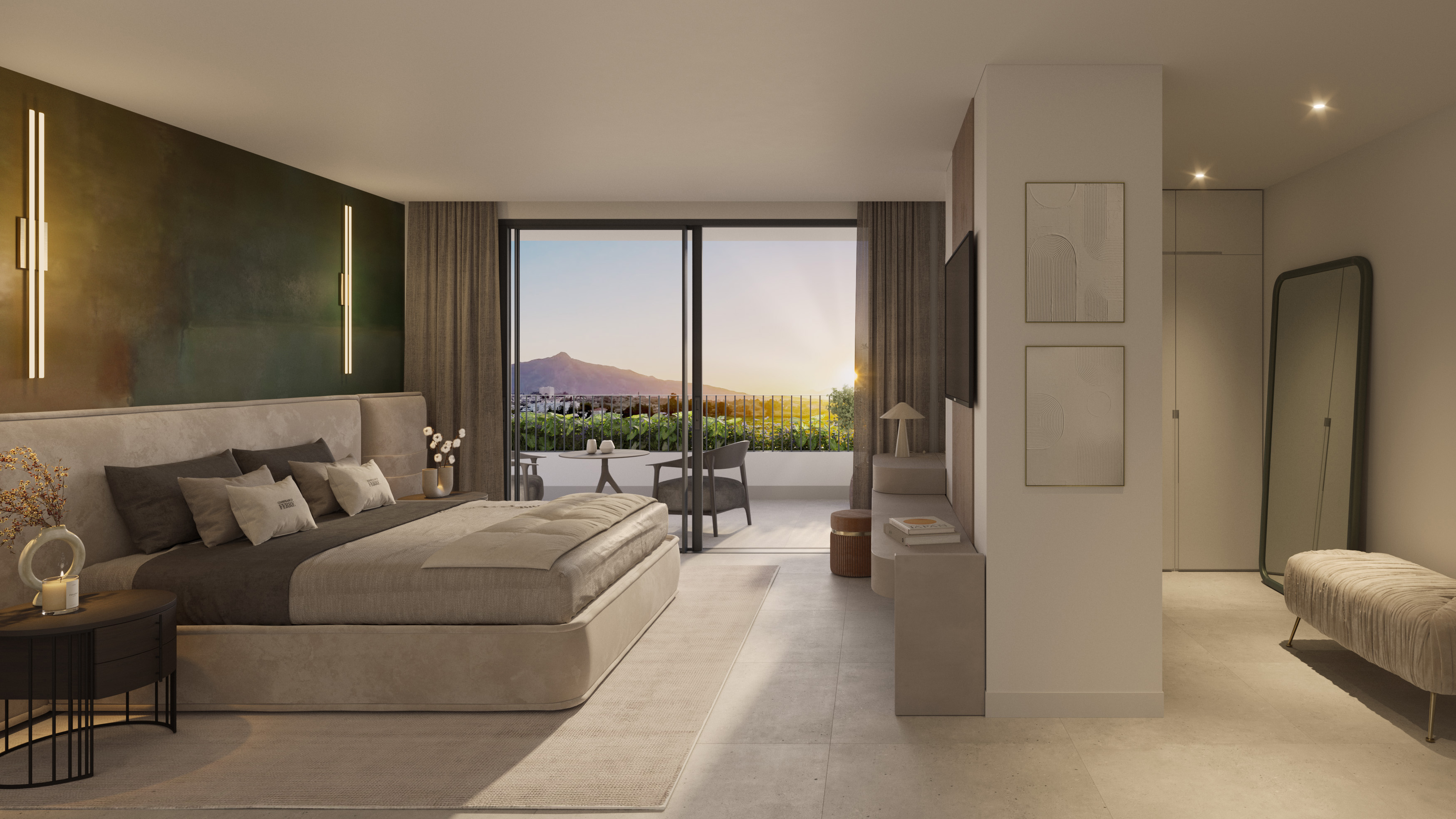 Principal bedroom with garden views