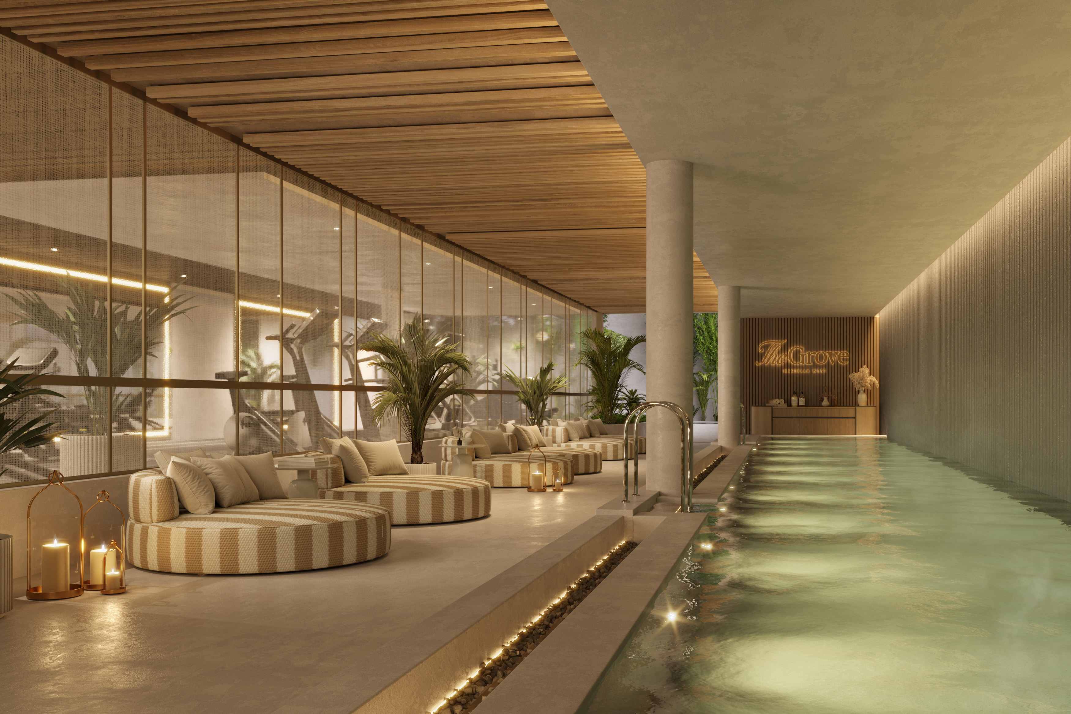 Heated indoor pool in the wellness hub